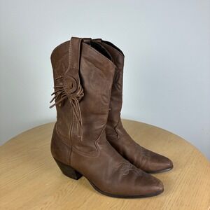 Laredo Vintage Tassel Fringe Western Boots Women's 7 Cowgirl Cowboy Boho Retro